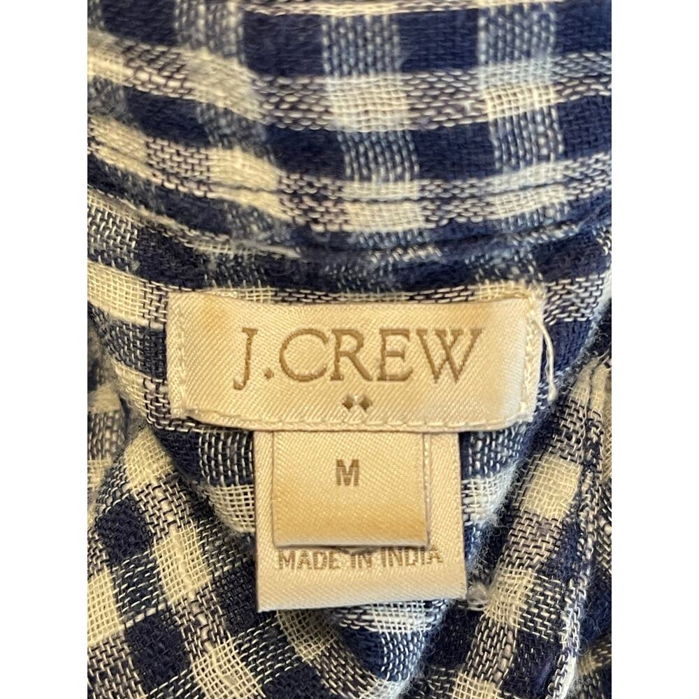 J.Crew Gingham Plaid Shift Shirt Dress Blue White Short Sleeve Mini Size Medium - Picture 7 of 8